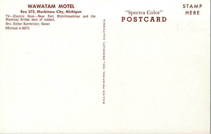 Wa-Wa-Jam Motel (Wawatam Motel, Wa-Wa-Tam Motel) - Old Postcard Photo (newer photo)
